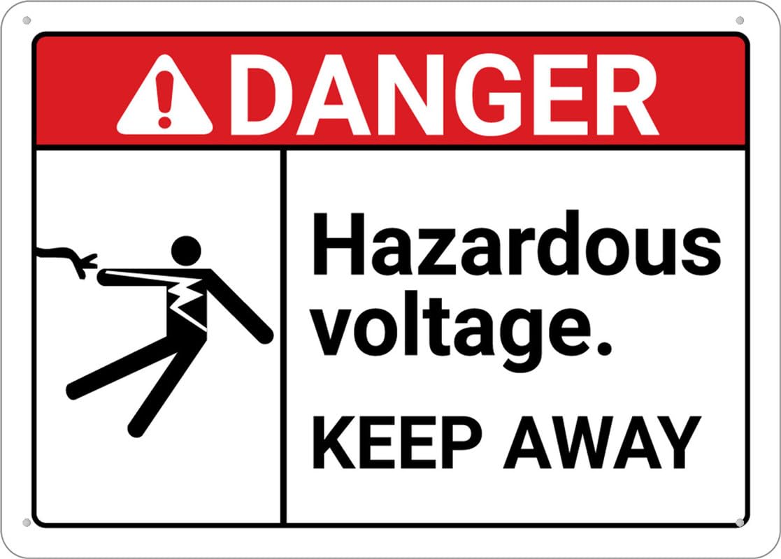 Tin sign vintage Danger Hazardous Voltage Keep Away Plaque Poster for Bar Pub Beer Home Garage Man Cave Wall Decor 12x8 Inch