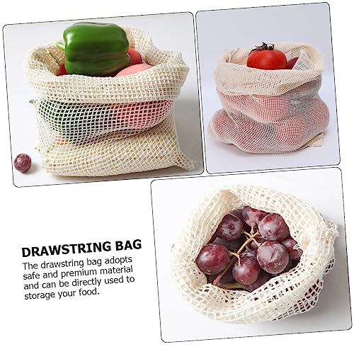 SHOWERORO 3 Pçs Bolsa De Malha De Algodão Com Cordão Bolsas De Malha Para Legumes Bolsa De Malha Com