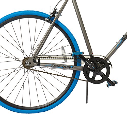 Takara Sugiyama Flat Bar Fixie Bike, Gray/Blue, Large/58cm Frame