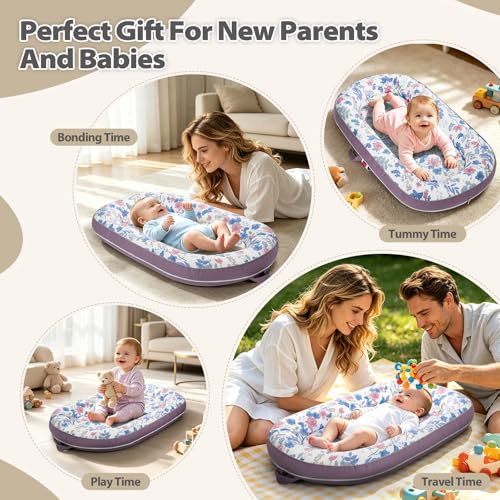 Image of BUTOA Baby Lounger - Breathable Soft Baby Nest, Portable Infant Support Cushion Tummy Time Mat for 0-24 Months, Infant Lounger for Home and Travel, Ideal Newborn Babies Essentials Baby Shower Gifts