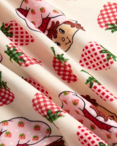 Image of COCO BRANDS Peanuts Snoopy Strawberry Shortcake Womens Pajama Sets - 2 Piece Short Sleeve Sleep Shirt and Pajama Shorts