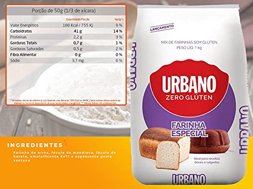 Kit 3 Mix Farinha Especial Sem Glúten Vegano Urbano 1kg
