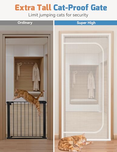 BFNN Porta de tela para gatos, portão de malha extra alto à prova de gatos, adequado para porta de 9