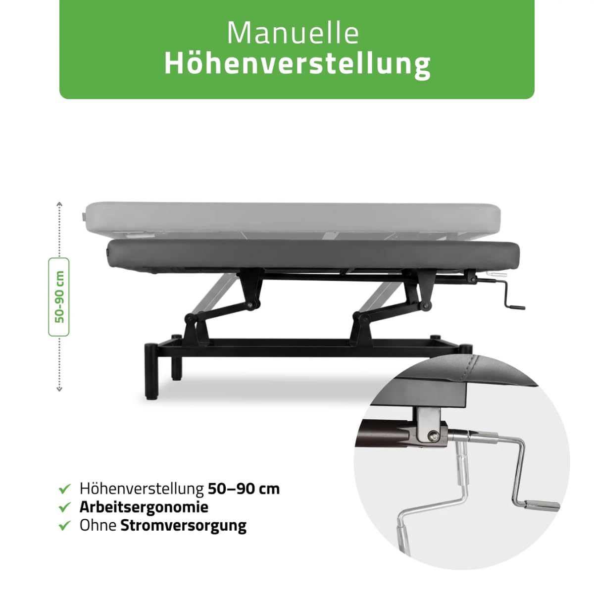 HABYS Stationäre Massageliege Vigo (Grau, 1-segmentiger)