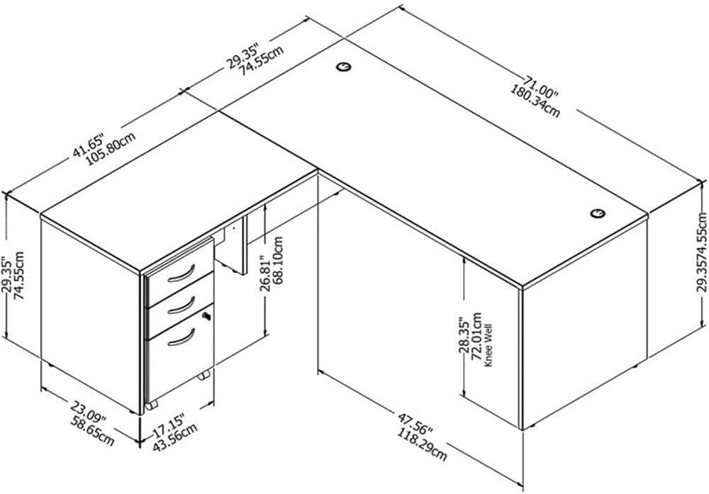 Bush Business Furniture Studio C 72W x 30D L Shaped Desk with Mobile File Cabinet and 42W Return in Storm Gray | Spacious Corner Desk for Office