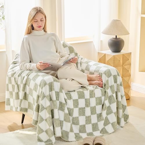 EMME Kuscheldecke 150x200 Fleece Weich Warm Flauschig Grün Tagesdecke – Ansicht 9