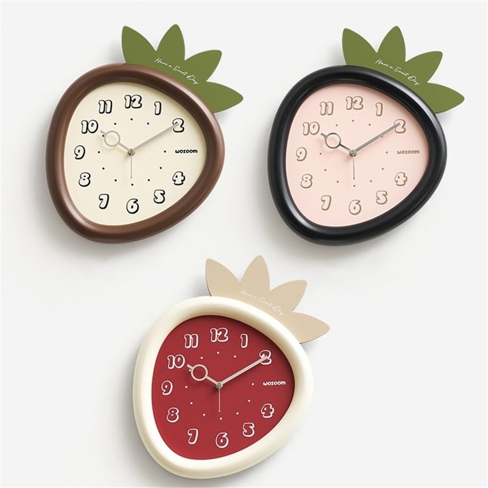 Reloj cocina Lindo reloj de pared decorativo con clavos sin rastro(Red)