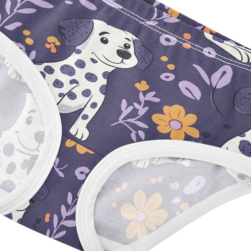 Wusikd Cute Dalmatian Dog Girls' Underwear Cotton Flowers Girls Briefs Soft Toddler Underwear 2T4