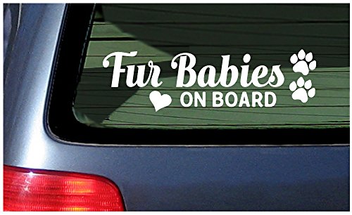 Fur Babies On Board White Car Window Sticker Vinyl Die Cut Decal Dog Cat Pet Lover