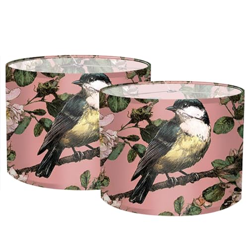 Image of Nuxovilar Lamp Shades Set of 2, 13 inch Top x 13 inch Bottom x 10 inch High (Spider) | Large lamp shades vintage floral bird design bedroom boudoir guest room covers light (Vintage)