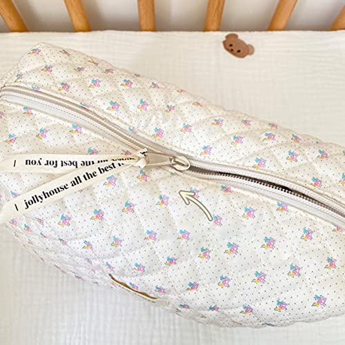 Lushandy Makeup Bag Cotton Travel Cosmetic Bag Cute Pouch Toiletry Bag Quilted Floral Organizer Bag Large Capacity Coquette Aesthetic Portable Storage Zipper Purse For Women #TOP5