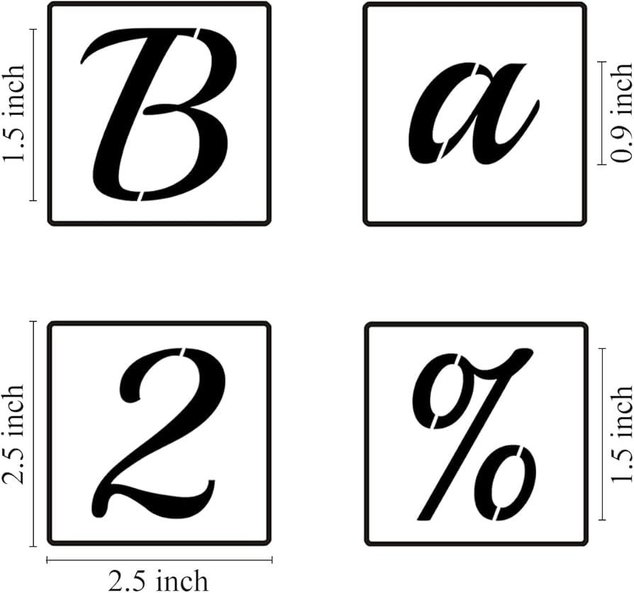 Amazon.com: 1.5 Inch Alphabet Letter Stencils for Painting - 70 Pack Letter and Number Stencil Templates with Signs for Painting on Wood, Reusable Cursive Letters Stencils for Chalkboard Wood Signs & Wall