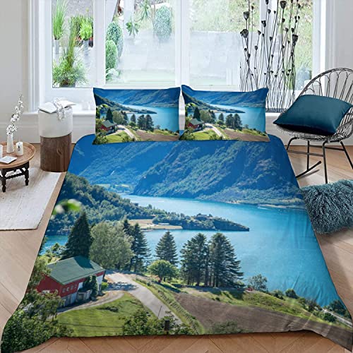 LoloNorwegische Fjorde Bettwäsche 135x200 Atmungsaktive Weiche Mikrofaser...