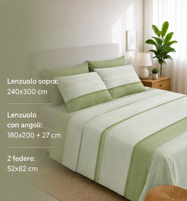 Parure de lit double 100% coton italien haut de gamme Switch vert