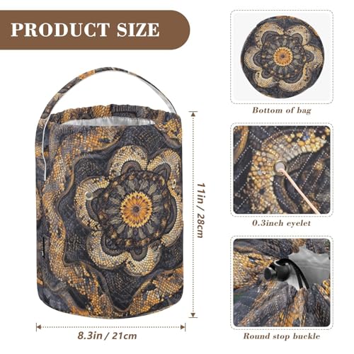 Image of Tatenale Crochet Bag Yarn Bag Knitting Project Bag with Pockets and Handle Portable Yarn Storage Organizer Tangle Free 8.3x11 InchCottonmouth Skin Mandala Dark Purple45