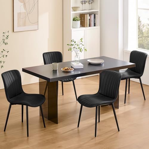 Modern Dining Chairs Set of 4, Heavy Duty Upholstered Side Chairs with Faux Leather, Comfortable...