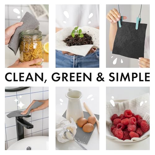 Miniatura 2 de Superscandi 6 Piezas Paños De Cocina - 100 Biodegradables Y Compostables Trapos De Cocina Reutilizables, Aptos Para Alimentos Y Sin Plástico Bayetas Para Todas Las Superficies, Gris
