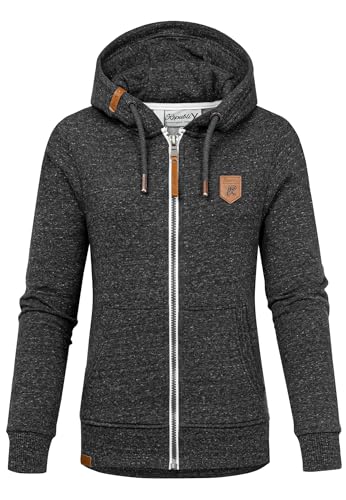REPUBLIX Damen Sweatjacke Hoodie Sweatshirt Pullover Zipper Jacke RD-020 Schwarz M