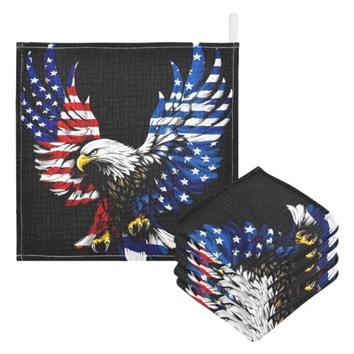 JUMBEAR American Eagle - Paquete de 5 paños de muselina para bebé, toallas de bebé, paños de lavado súper suaves y absorbentes para recién nacidos, bebés y niños pequeños