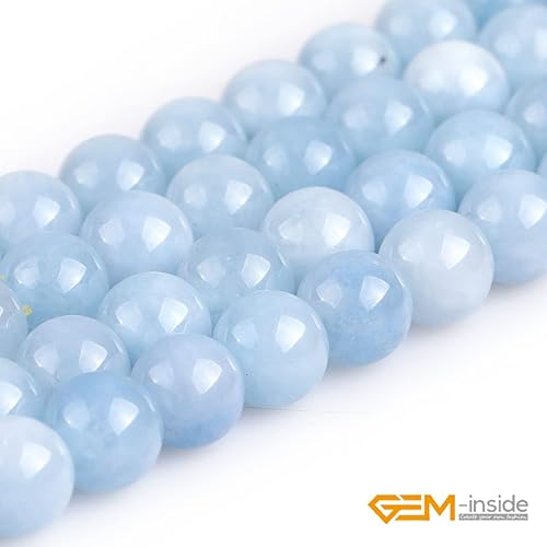 Miniatura 360 de GEM-Inside - Cuentas sueltas de piedra de lava negra natural de 0.315 in para hacer joyas, 15 pulgadas Cordierita de grado A