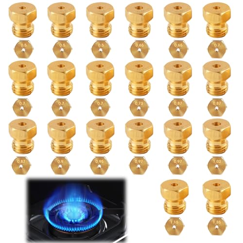 20 pièces Gicleur gaz Butane Universels,Jeu de Conversion pour GPL pour Gazinière,Cuisinière et Plaque Cuisson Bouteille Gicleur...