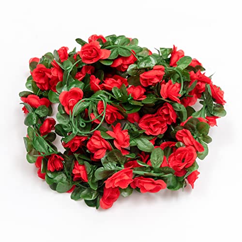 Garisey 6 Pcs 48 Ft Flower Garland Fake Rose Vine Artificial Flowers Hanging Rose Ivy Garland For Home Hotel Party Wedding Arch Decor (Red) #TOP1