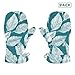 OTVEE Blue White Leaf Fashion Kids Winter Mittens 1 Pair Warm Gloves for Boys and Girls - Medium