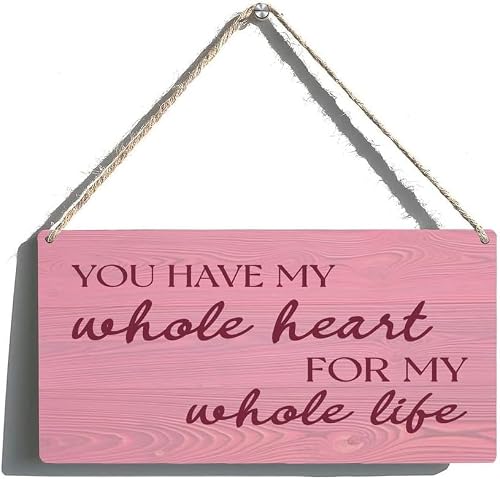Image of 12x6 Inch You Have My Whole Heart Wooden Plaque, Personalized Romantic Rustic Wall Decor for Home