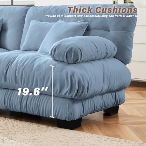 Image of SoarFlash Velvet Sectional Sofa Ottoman, Blue