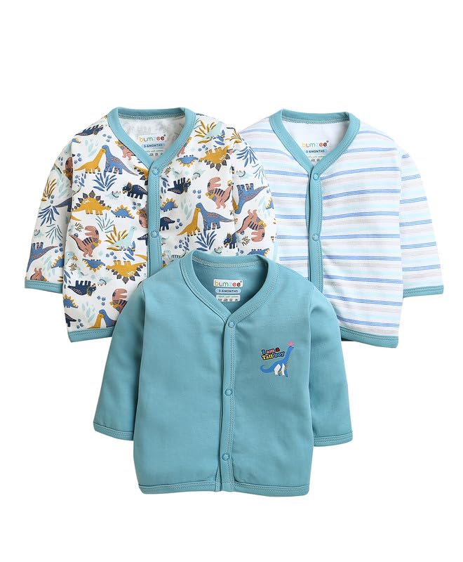 Dusty Blue & White Boys Full Sleeves Cotton Jablas Pack of 3 (Peb10030)