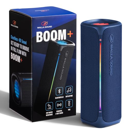 Image of Walla Boom+ Portable Bluetooth Speaker - 20W High-Power Audio, IP67 Waterproof, TWS Pairing, USB-C Charging, 8 Hours Playback, Bluetooth 6.0, Designed for Indoor Outdoor