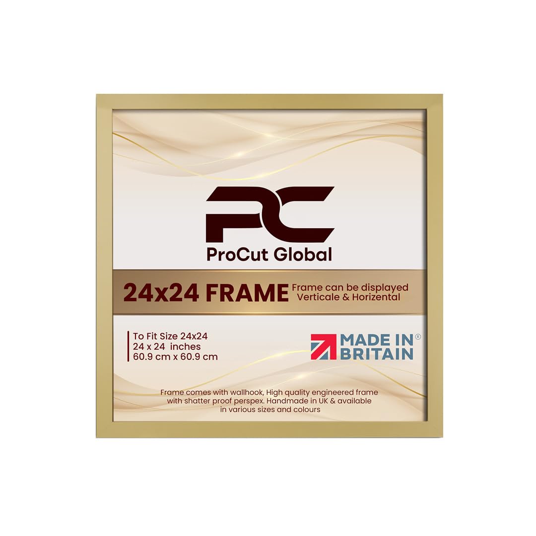 Procut Global 24X24 Mustard Yellow Picture Frames - Modern Wooden Photo Frame with Shatterproof Perspex for Wall or Tabletop - Perfect for Posters, Certificates, Prints - Sizes & Colors Available