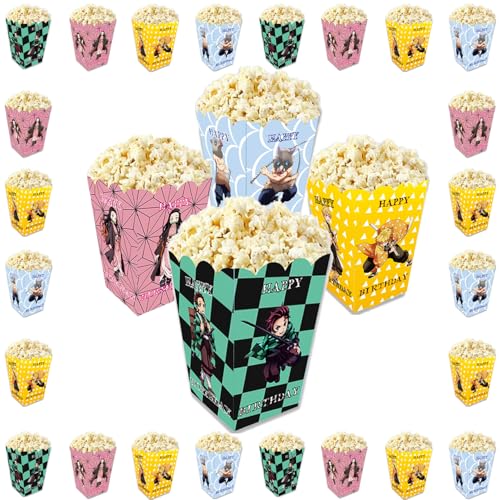 24Pcs Demon Themed Birthday Decorations Anime Party Supplies.Party Popcorn Boxes.