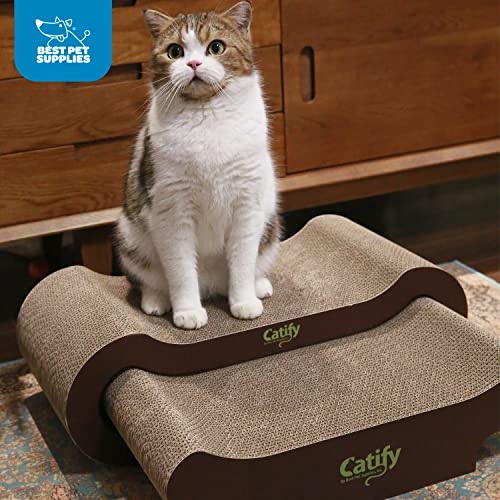 Image of Best Pet Supplies Catify Cat Scratcher, Fun Interactive Scratchers, Posts, Poles, Claw Safe, Furniture Saver Indoor Play Support Natural Cat Behaviors Heavy Duty - Lounger I