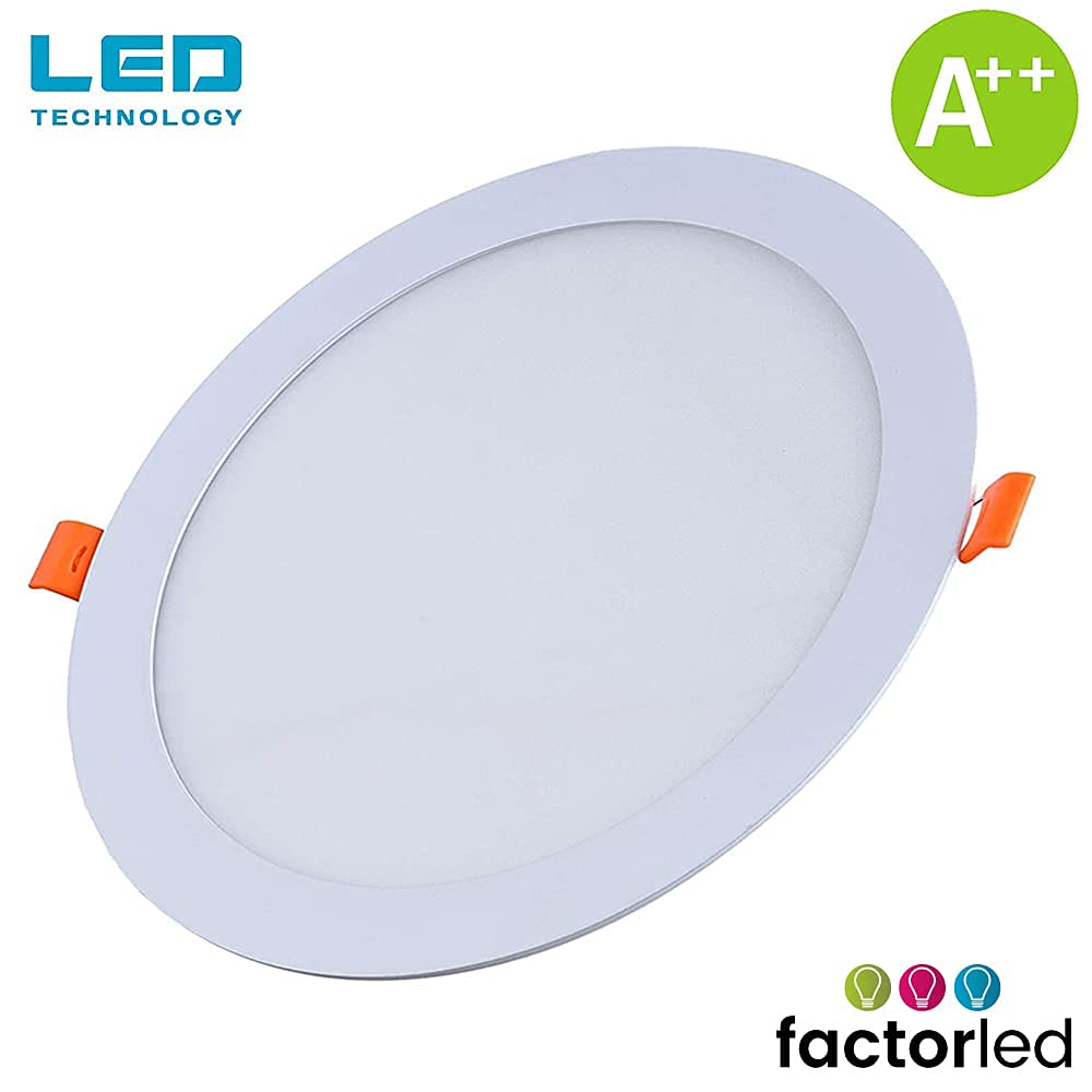 Pack 5 Placas LED Circulares 20W Slim 2000 Lúmenes – Downlight Empotrable 205mm, Blanco Cálido (3000K)