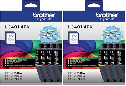 Image of Brother Genuine LC4014PKS Standard Yield 4 Count Ink Cartridges - Includes 1 Cartridge Each of Black, Cyan, Magenta and Yellow, (Pack of 2)