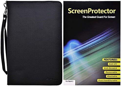 CrazyOnDigital Stand Leather Case with Screen Protector For Barnes and Noble Nook Tablet (Black)-CrazyOnDigital Retail Package
