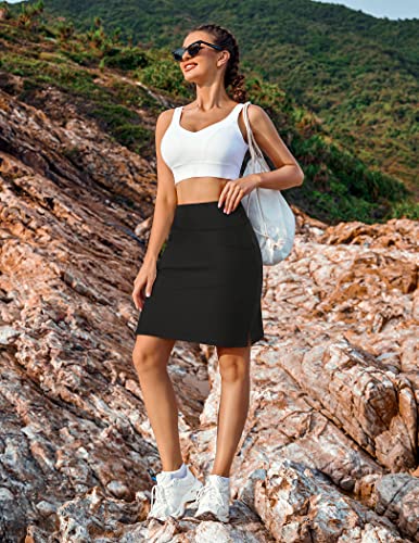 Coorun Women's Athletic Skorts Active Skirts High Waisted Workout Active Skort Skirt With Pockets Black Large- #TOP3