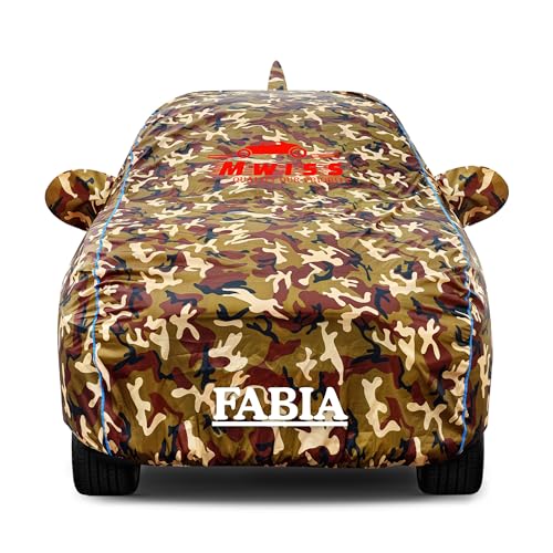 Image of Waterproof Car Cover for Skoda Fabia | Dustproof, UV & Scratch Resistant Soft Cotton Lining | Triple Stitched, Mirror Pockets & Elastic Hem | Jungle