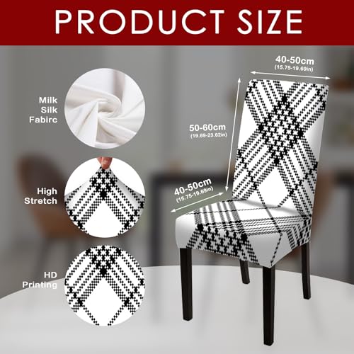 Image of Nuxovilar 4PCS Black White Plaid Diamond Stretch Chair Covers