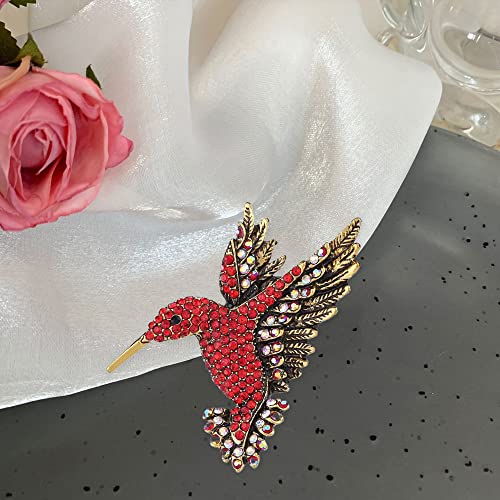 Image of Animal Hummingbird Brooch Pins for Women Fashion Bird Pins Elegant Rhinestone Crystal Animal Brooches Pin