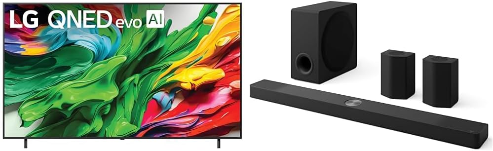 LG 86-Inch Class QNED evo AI QNED85A Series Mini LED 4K Smart TV (86QNED85AUA, 2025) S95AR 9.1.5 ch. Home Theater Soundbar with Wireless Subwoofer (2025 Model)