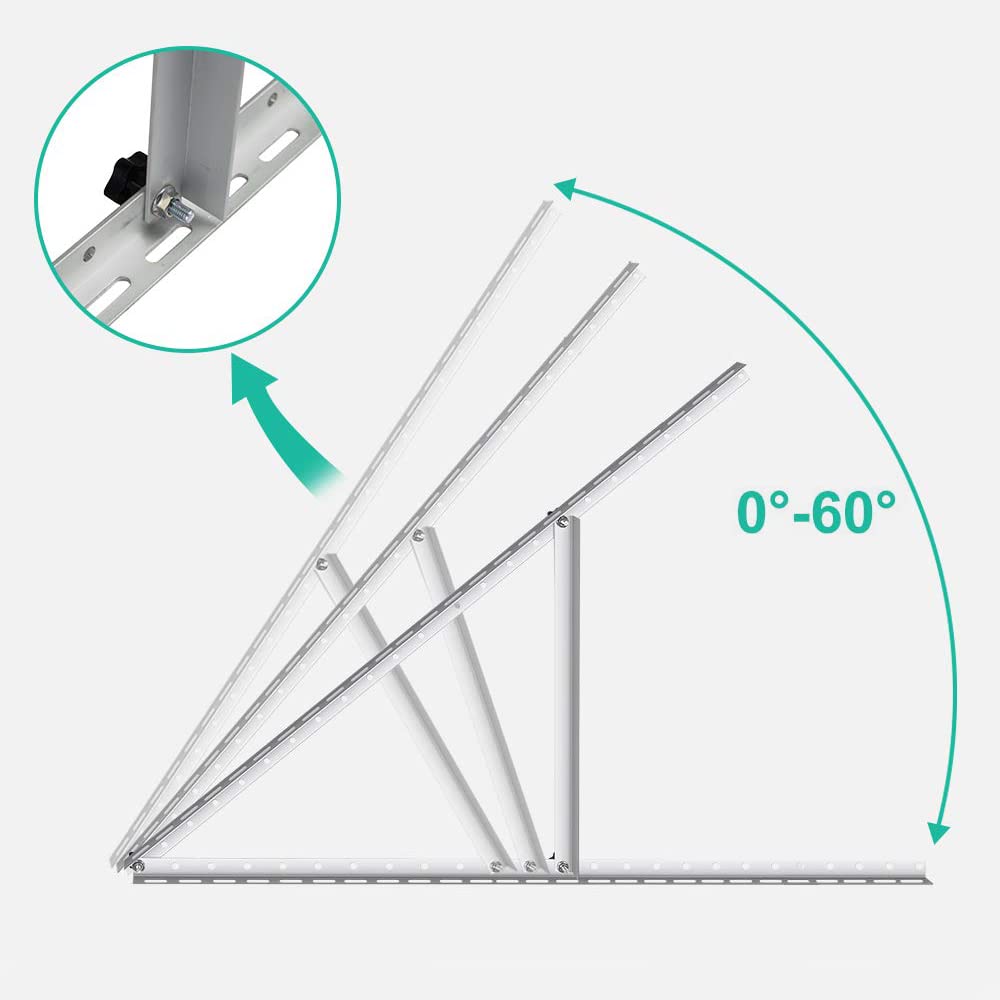 ECO-WORTHY 114 cm zonnepaneelhouder met instelbare hoek, zonnepaneelhouder voor 100 W-400 W ECO-WORTHY 114 cm zonnepaneelhouder met instelbare hoek, zonnepaneelhouder voor 100 W-400 W