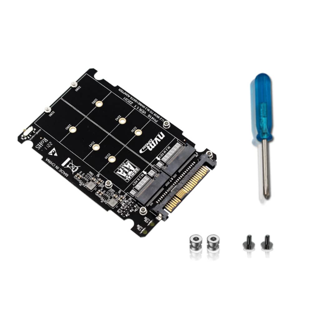 Luejnbogty .2 SSD to U.2 Adapter 2in1 .2 NVMe and SATA-Bus NGFF SSD to PCI-E U.2 SFF-8639 Adapter PCIe M2 Converter,Without
