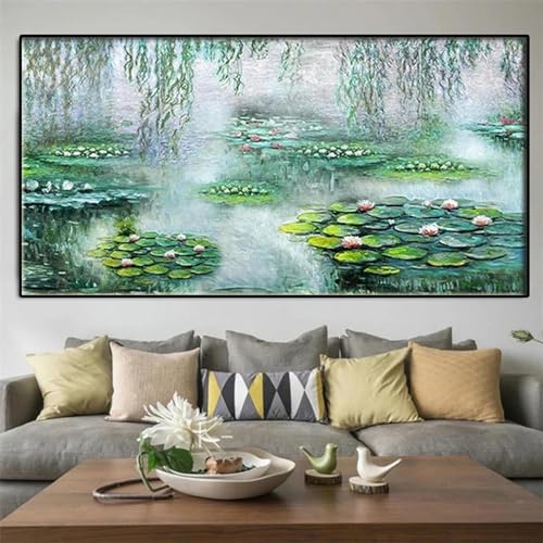 Tableau Monet nénuphars 50x100 cm pour sublimer la décoration de votre salon