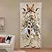 Dracol Pegatinas de Puerta de Jirafa a Través de la Pared, 3D Trompe L'Oeil, para Sala de Estar Dormitorio Decoración del Hogar Pegatinas de Pared Calcomanías Extraíbles Impermeables 77x200cm
