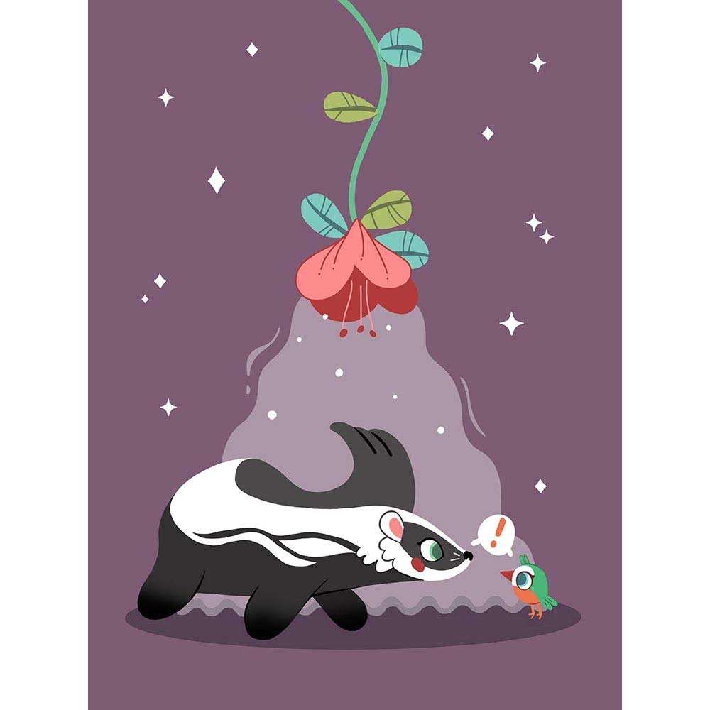 Wee Blue Coo Badger With Bird Unframed Wall Art Print Poster Home Decor Premium