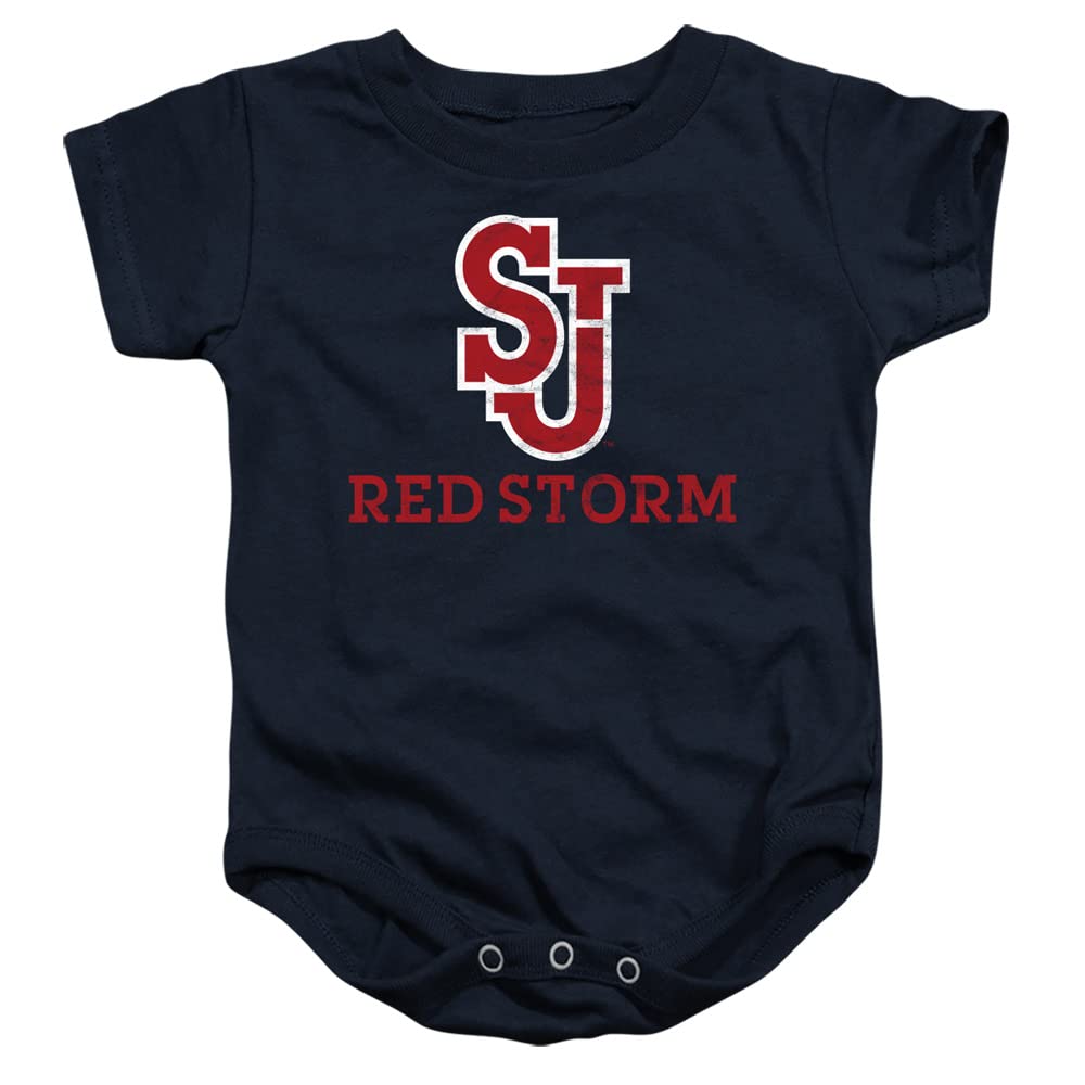 St. John's University Official Red Storm Logo Unisex Infant Snap Suit for Baby,Navy, 6 Months