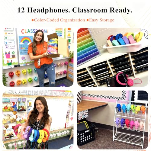 MIXCU 12-Pack Classroom Headphones for K-12 Schools, Bulk Wired 3.5mm Jack - image 2