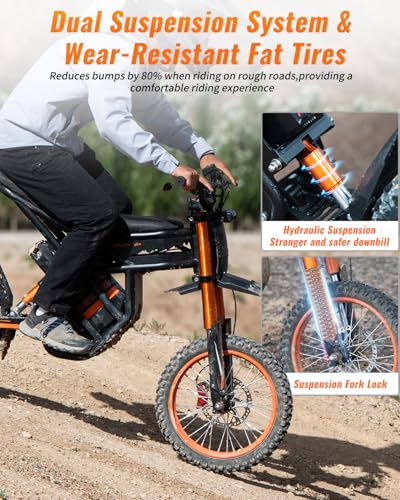 Image of GT73 / GT54 Electric Dirt Bike for Adults Teens - 3000W / 2500W Motor 50 /37 MPH High-Speed, 25 inch /14 inch Fat Tires & Dual Removable Battery(60V /48V) | All-Terrain Off-Road eBike for Snow, Sand
